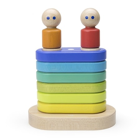 Tegu Magnetic Floating Wooden Stacker, Rainbow STA-BGY-801T